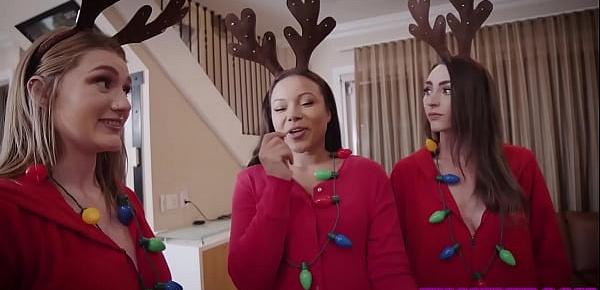  santa fucks 3 hot teen bffs before xmas after they made cookies for him